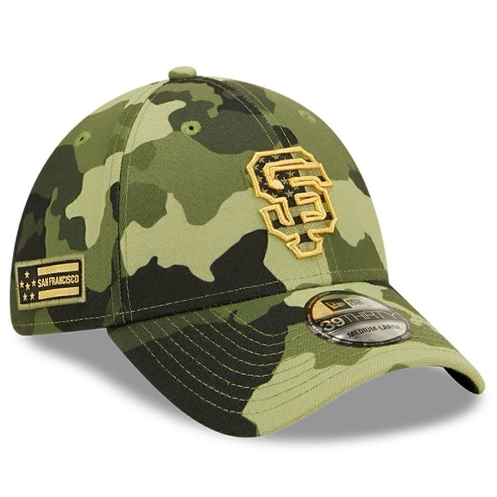 New Era San Francisco Giants 39Thirty Fitted Hat Armed Forces Day Gold Camo M